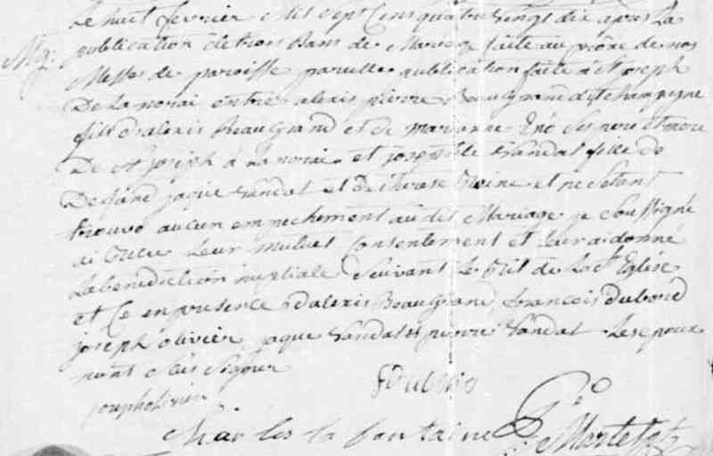 1790 Marriage. Sorel Paroisse St-Pierre, Richelieu Co., P.Q.