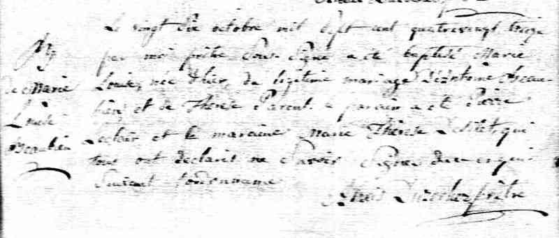 1793 Baptism. Nicolet (cathédrale St-Jean-Baptiste), Quebec