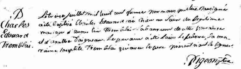 1815 Baptism. St-Philippe, Laprairie, Québec.