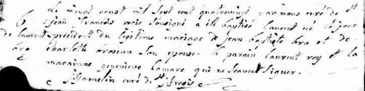 1780 Baptism
St-Philippe Laprairie