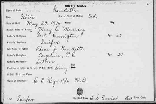Birth
Vermont, Vital Records, 1760-1954