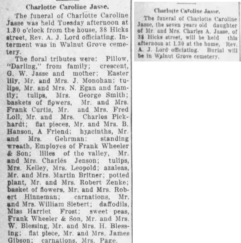 Charlotte Caroline JASSE - Funeral