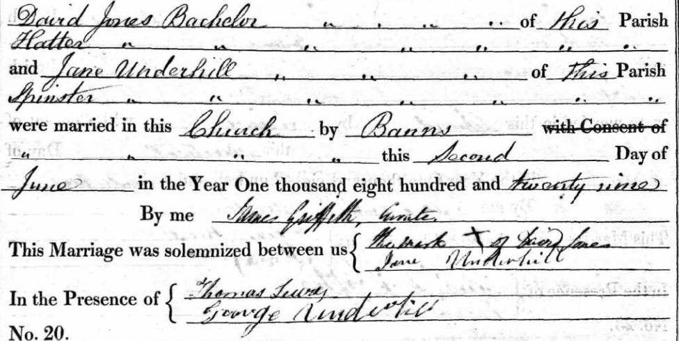 1829 marriage