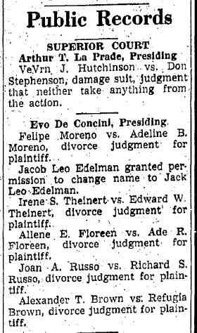 1944 Divorce
Tucson Daily Citizen
Tucson, Arizona
Saturday, June 17, 1944
