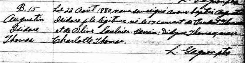 22 August 1880 Baptism
St-Isidore