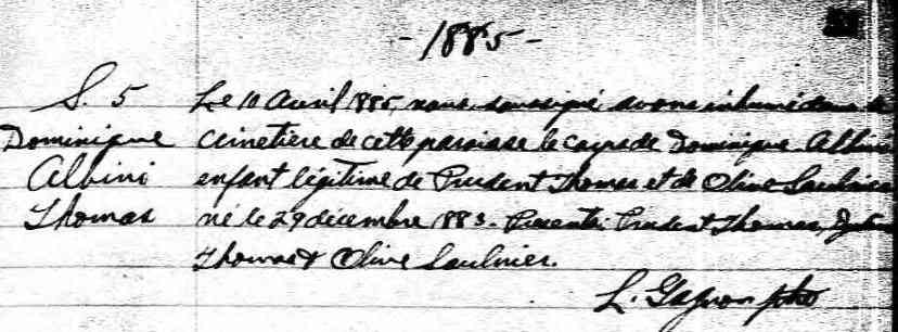 10 April 1885 Death
St-Isidore