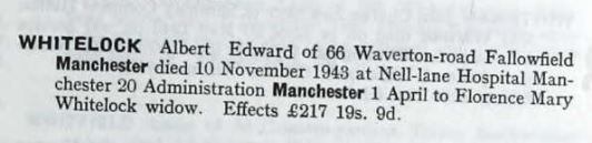 1943 Probate

England & Wales, National Probate Calendar (Index of Wills and Administrations), 1858-1995