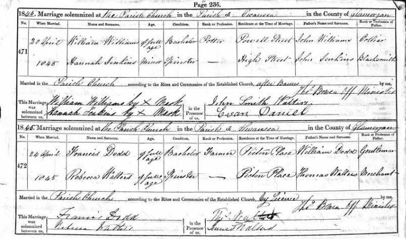 1845 marriage