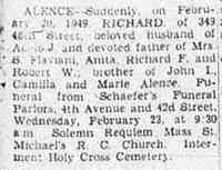 Ricardo "Richard" Ferdinand Jr ALENCE - Brooklyn Eagle Brooklyn, New York February 21, 1949