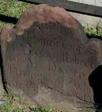 Sarah ALLING - Grave In Memory of Sarah Relict of Mr. David Punderson who died Novr 27th A.D. aged 75 Years 1761.