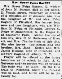 Grace Frances BAGARD - Obituary