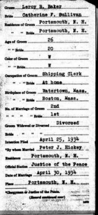 Leroy Burton BAKER - 1934 marriage