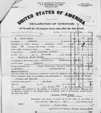 James Francis BAKER - 1918 Naturalization Declaration of Intention