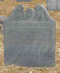 Joseph Humphrey BARRETT - Grave  Memento mori.  Here lies buried the Body of CAPt. JOSEPH BARRETT Son of Deacon Humphry and  Mrs. Mary Barrett who died the 4th Day of A