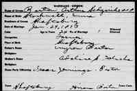 Arthur Sedgewick BARTON - 1873 marriage Vermont, Vital Records, 1760-1954