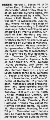 Harold Clifton BEEBE - Obituary