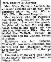 Mary Louise BENNETT - The Berkshire Evening Eagle Pittsfield, Massachusetts Monday, January 9, 1950