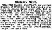 George Smith BENTLEY - Obituary New York Times, New York May 21, 1915