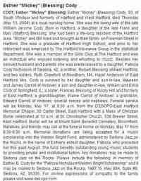 Esther Marie BLESSING - The Hartford Courant Hartford, Connecticut May 14, 2004