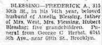 Frederick August "Gus" BLESSING - Brooklyn Daily Eagle Brooklyn, New York Friday, May 30, 1930