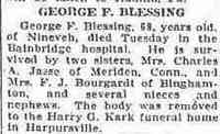 George Friedrich BLESSING - The Binghamton Press Binghamton, New York January 26, 1938