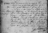 Louis BONNEDEAU dit CHATELLERAULT - 1680 Baptism Saint-Francois-de-Sales, Neuville, Quebec