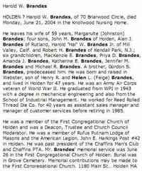 Harold William BRANDES - The Landmark Holden, Massachusetts July 9, 2004
