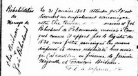Leandre Elie BRIDEAU - 1843 marriage rehabilitation
