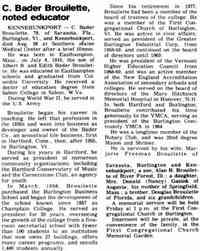 Clarence Bader BROUILETTE - Journal Tribune Biddeford, Maine Wednesday, August 31, 1988