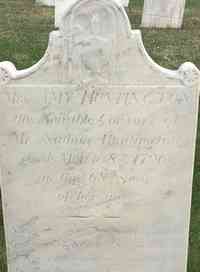 Amie BROWN (BROWNE) - Grave  Grave inscription:  Mrs. AMY, a. c. Mr. Nathan Huntington, d. March 8, 1796, in 68th y