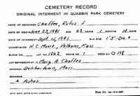 Rufus Seymour CHAFFEE - Name:	Rufus S Chaffee Event Type:	Burial Death Date:	23 Jun 1941 Burial Place:	Quabbin Park, Massachusetts Burial Age:	62  Ancestry.com. Massach