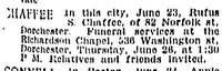 Rufus Seymour CHAFFEE - Death Notice