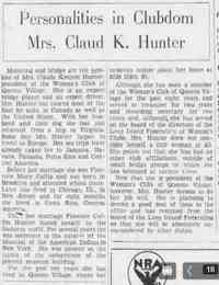 Florence Macy COFFIN - Personalities in Clubdom - Mrs. Claud K. Hunter The Brooklyn Daily Eagle Brooklyn, New York Sunday, October 22, 1933