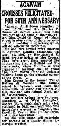 Carl "Charles" Theodore CROUSS - The Springfield Daily Republican Springfield, Massachusetts April 25, 1944