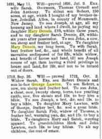 Mary DENNIS - Wills of parents Title The genealogical dictionary of Rhode Island: comprising three generations of settlers who came before 1690 (With many families
