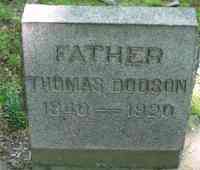 Thomas DODSON - Grave  name:	 Thomas Dodson titles & terms:	 event:	 Burial event date:	 02 Mar 1920 event place:	 Cleveland, Cuyahoga, Ohio, United States gen
