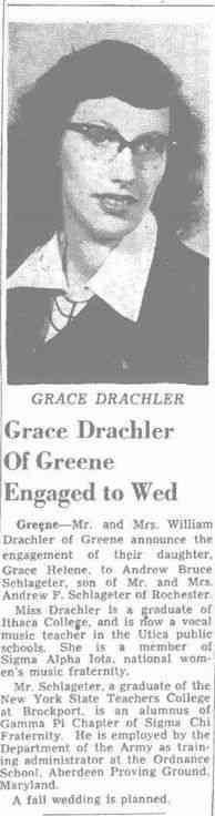 Grace Helene DRACHLER - Binghamton Press Binghamton, New York June 13, 1950