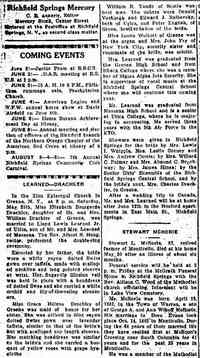 Elizabeth "Betty" Bourgarde DRACHLER - Richfield Springs Mercury Richfield Springs, New York Thursday, June 1, 1950