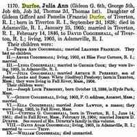 Julia Ann DURFEE - Title	The descendants of Thomas Durfee of Portsmouth, R.I. Volume 2 of The Descendants of Thomas Durfee of Portsmouth, R.I, William Field Reed Genea