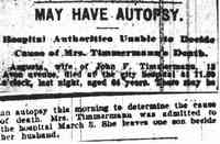 Augusta Amalie FEIGE - Worcester Daily Telegram Worcester, Massachusetts Friday, March 13, 1908
