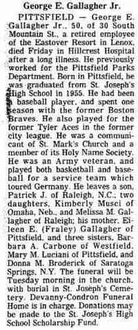 George E GALLAGHER - Sunday Republican Springfield, Massachusetts June 28, 1987