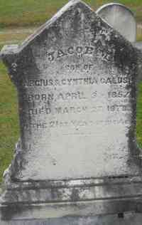Jacob M GALUSHA - Grave  CYNTHIA RUSSELL, w. Marcius Galusha, b. July 28, 1826, d. Feb. 19, 1859.  JACOB M., s. Marcius & Cynthia Galusha, b. April 3, 1857, d. Marc