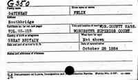 Félix GATINEAU - 1884 Naturalization National Archives and Records Administration (NARA); Washington, D.C.; Index to New England Naturalization Petitions, 1791-1906