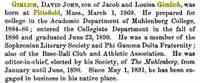 David John GIMLICH - page 304 Title	Muhlenberg College: A quarter-centennial memorial volume, being a history of the College and a record of its men Author	Muhlenberg Co