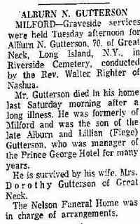 Alburn Morton GUTTERSON - Nashua Telegraph Nashua, New Hampshire July 7, 1971