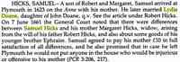 Samuel HICKS - Title	Plymouth Colony, its history & people, 1620-1691 Author	Eugene Aubrey Stratton Edition	illustrated Publisher	Ancestry Publishing, 1986 ISBN	