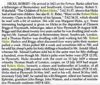 Robert HICKS - Title	Plymouth Colony, its history & people, 1620-1691 Author	Eugene Aubrey Stratton Edition	illustrated Publisher	Ancestry Publishing, 1986 ISBN	