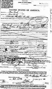 Charles Burtis HUNTER - 1919 passport application page 1