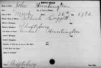 John HUNTINGTON - Birth Vermont, Vital Records, 1760-1954