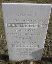 Eli HYDE - Grave  Sacred to the memory of  ELI HYDE, Esq. who died October 6, 1815, AE. 79. Also his wife MRS. RHODA, who died  February 11, 1821, A